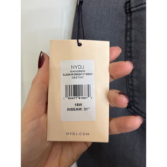 NYDJ Ellison Jeans Womens 18W Destiny Gray Straight Leg High Rise Lift Tuck NWT - Picture 6 of 10